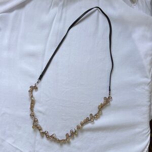 Boho necklace leather crochet crystal beads